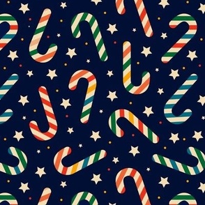 Christmas Fabric - Retro Christmas - Christmas Candy Cane - Vintage