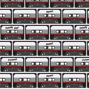 Red Cassette Tapes Writing- Large Print