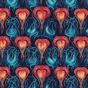 art nouveau valentine heart jellyfish 