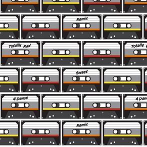 Red Orange Yellow Cassette Tapes Writing- Large Print