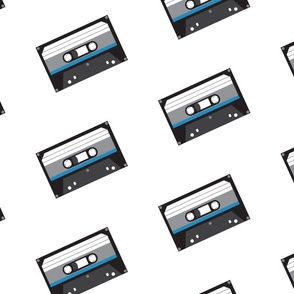 Slanted Blue Cassette Tapes- Large Print