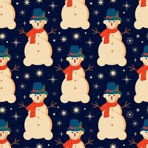Christmas Fabric - Retro Christmas - Christmas Snowman - Vintage Christmas