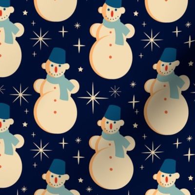 Christmas Fabric - Retro Christmas - Christmas Snowman - Vintage Christmas Holiday
