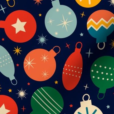 Christmas Fabric - Retro Christmas - Christmas Ornaments Cute