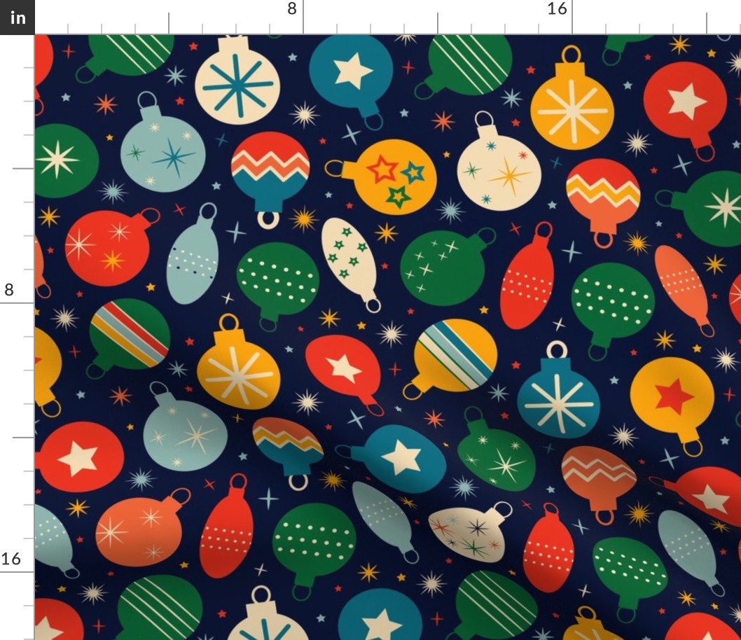 Christmas Fabric - Retro Christmas - Christmas Ornaments Cute