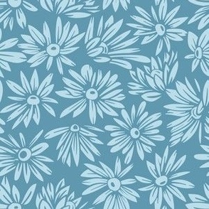 blue daisies on blue