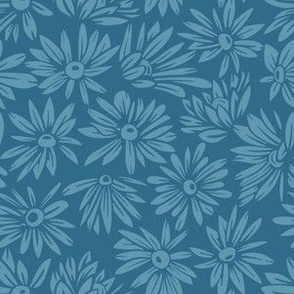 blue daisies on blue