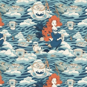 hokusai inspired alice in wonderland on the japanese ocean waves 