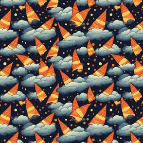 hokusai inspired samhain candy corn in the night sky