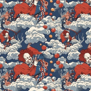 japanese sky clown inspired by hokusai
