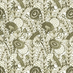 1896 Vintage Dandelions by Milesi in Sage Green - Coordinate