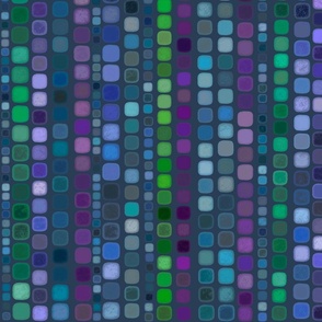 Mosaic Squares in Purples, Blues and Greens