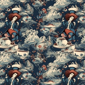 mad hatter and the tea party inspired by hokusai