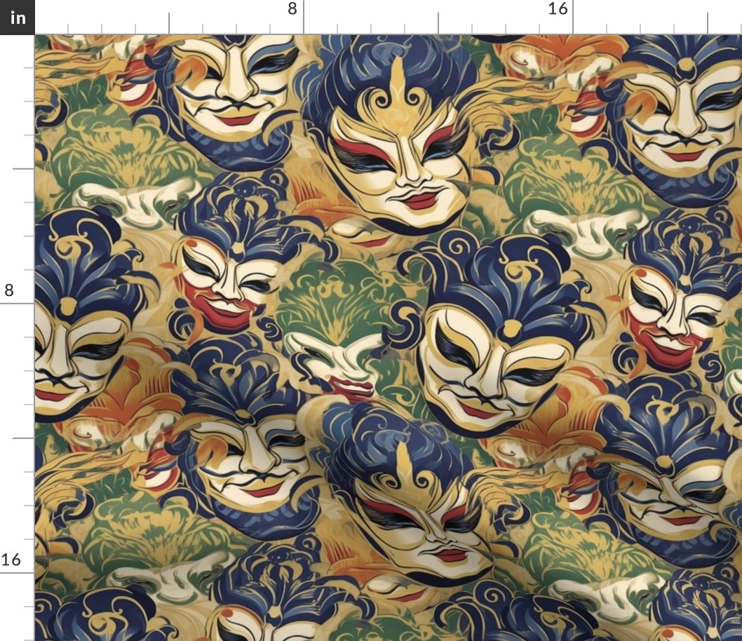 hokusai inspired japanese mardi gras masks