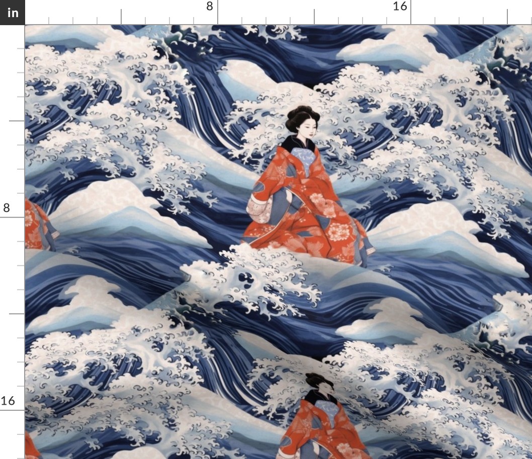 hokusai inspired japanese goddess of the waves