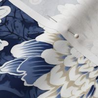 blue and white floral inspired by hokusai