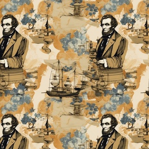 president abe lincoln and his steampunk airship inspired by hokusai