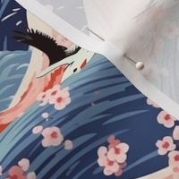 hokusai inspired cherry blossom ocean mountain landscape