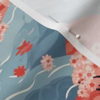 cherry blossom landscape inspired by hokusai