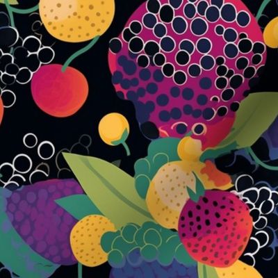kandinsky inspired abstract fruit salad with blackberries raspberries and grapes