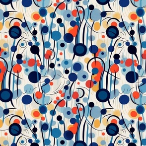 kandinsky inspired blue black and gold orange geometric circle abstract