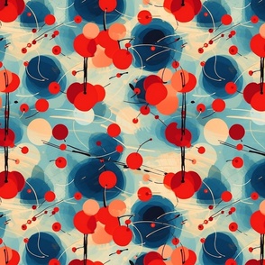 blue peach red cherry geometric abstract inspired by kandinsky