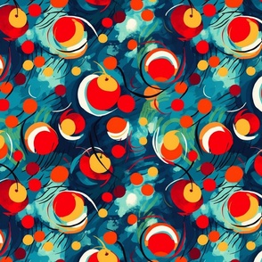 cherry botanical circle geometric abstract inspired by kandinsky