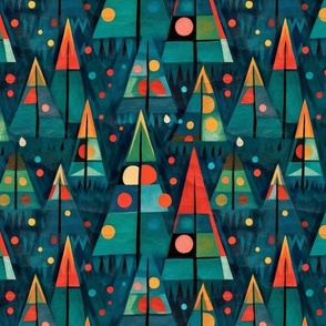 triangles and circles geometric christmas tree forest inspired by kandinsky