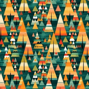 kandinsky inspired geometric art nouveau fir tree christmas forest
