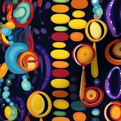 kandinsky inspired strings of  mardi gras beads 