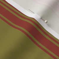 Ticking stripe for linen cotton canvas olive and red 2085-77