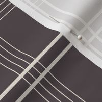 medium scale // classic plaid stripe - creamy white_ purple brown 02 - simple minimalist tartan checker