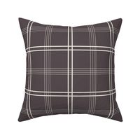 medium scale // classic plaid stripe - creamy white_ purple brown 02 - simple minimalist tartan checker
