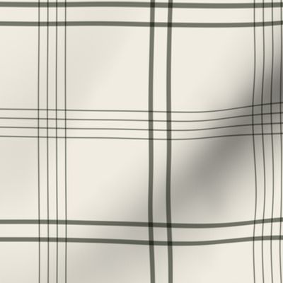 medium scale // classic plaid stripe - creamy white_ limed ash green - simple minimalist tartan checker