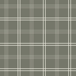 medium scale // classic plaid stripe - creamy white_ limed ash green 02 - simple minimalist tartan checker
