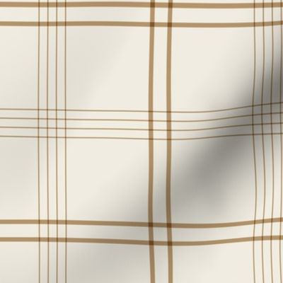 medium scale // classic plaid stripe - creamy white_ lion gold mustard - simple minimalist tartan checker