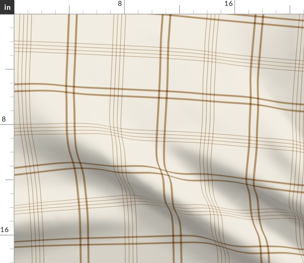 medium scale // classic plaid stripe - creamy white_ lion gold mustard - simple minimalist tartan checker