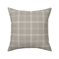 small scale // classic plaid stripe - cloudy silver taupe_ creamy white 02 - simple minimalist tartan checker