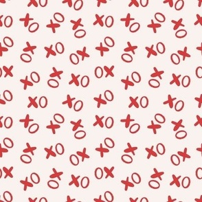 Valentine's Day XO red on off white 4x4