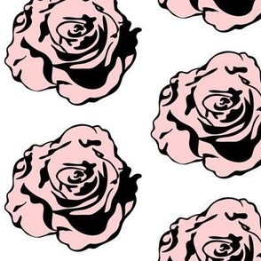 Contemporary Art Pattern, Modern Retro Pop Art Graphic Flower, Bold Black Pink Rose on White, Mid Century Modern, Artistic Rose Graphic Design, Maximalist Rose Decor, Street Art Mural Rose, Graphic Street Art, Modern Contemporary Graphic Art Flower, Small