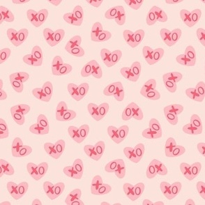 XO hearts valentines day pink tossed 6x6