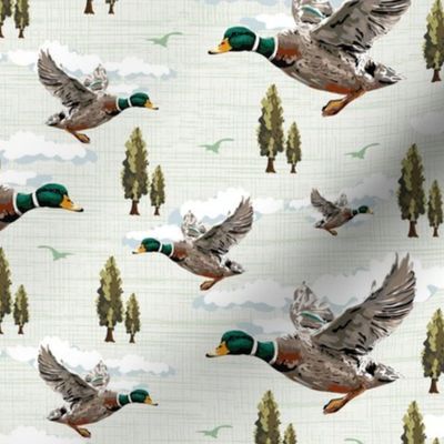 Bird Watcher Emerald Green Cottagecore Flying Birds Migrating, Mallard Ducks Migration Scene, Lakeside Living Home Décor, Green Feather Plumage, Wetlands, Lake Life, Lake Birds, River Birds, Flock of Ducks, Water Bird Art, Duck Pond Life Wildlife Bird Art