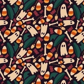 Muted Halloween Ghosts and Candy Corn