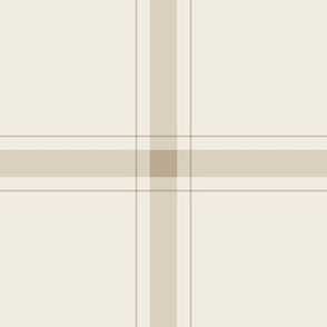 large scale // simple plaid stripes - bone beige_ creamy white - minimalist tartan