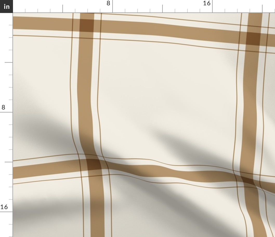 large scale // simple plaid stripes - creamy white_ lion gold mustard - minimalist tartan