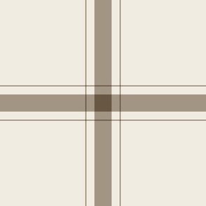 JUMBO // simple plaid stripes - creamy white_ khaki brown - minimalist cabin tartan
