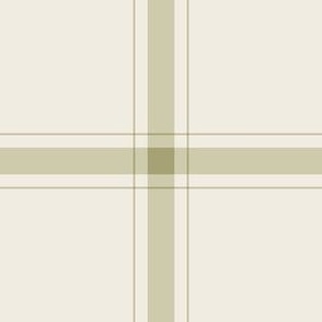 medium scale // simple plaid stripes - creamy white_ thistle green - minimalist tartan