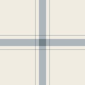 medium scale // simple plaid stripes - creamy white_ french grey blue - minimalist tartan