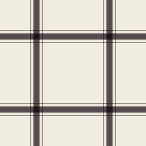 small scale // simple plaid stripes - creamy white_ purple brown - minimalist tartan