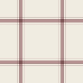 small scale // simple plaid stripes - creamy white_ dusty rose pink - minimalist tartan